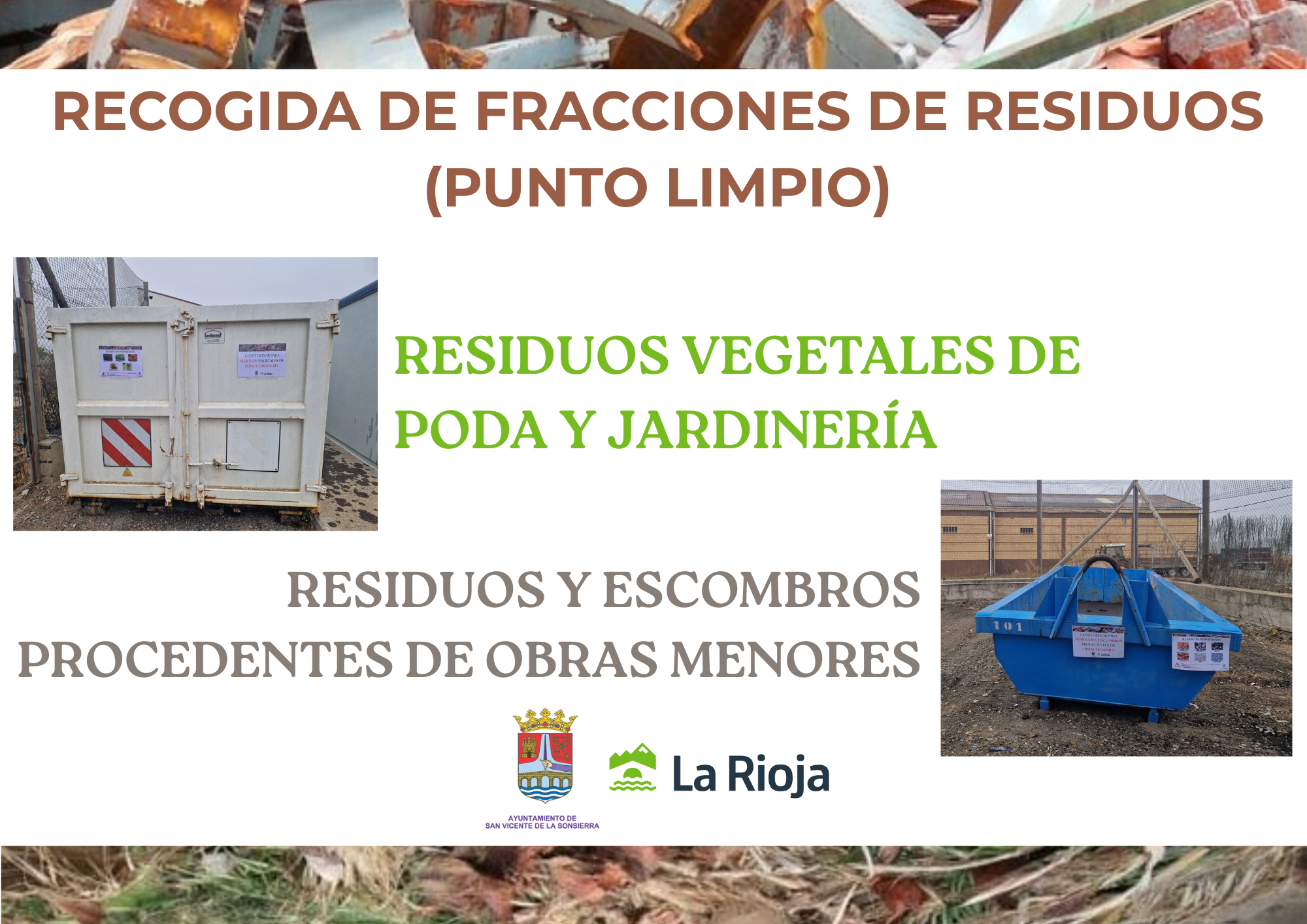 Servicio de recogida de residuos de obras y restos de poda