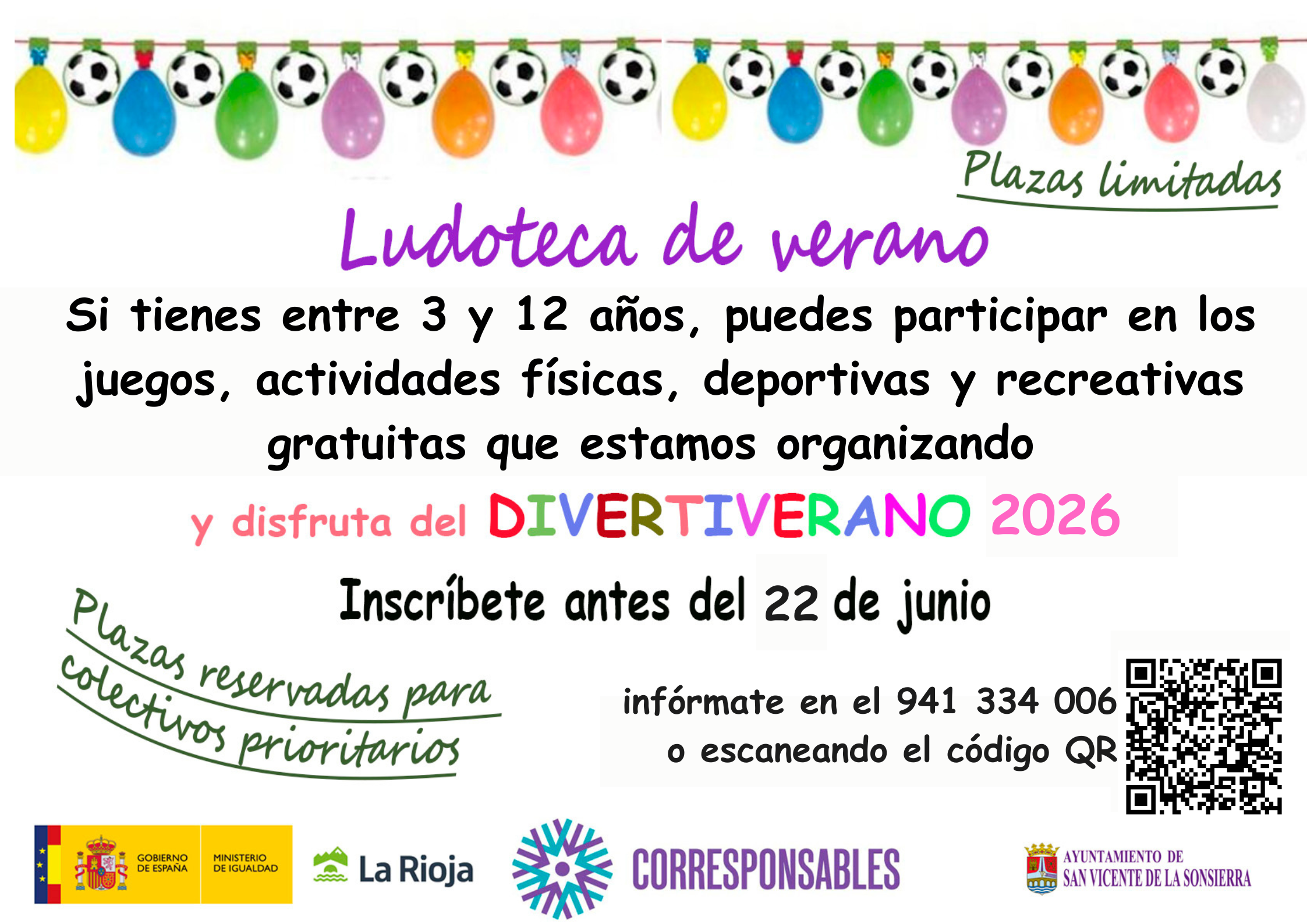 Ludoteca de verano - Divertiverano 2026 - Plan Corresponsables