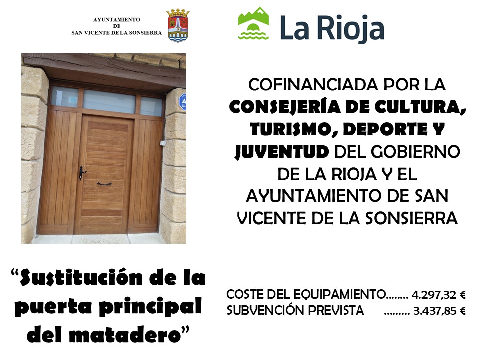 Sustitución de la puerta principal del local cultural en el antiguo matadero