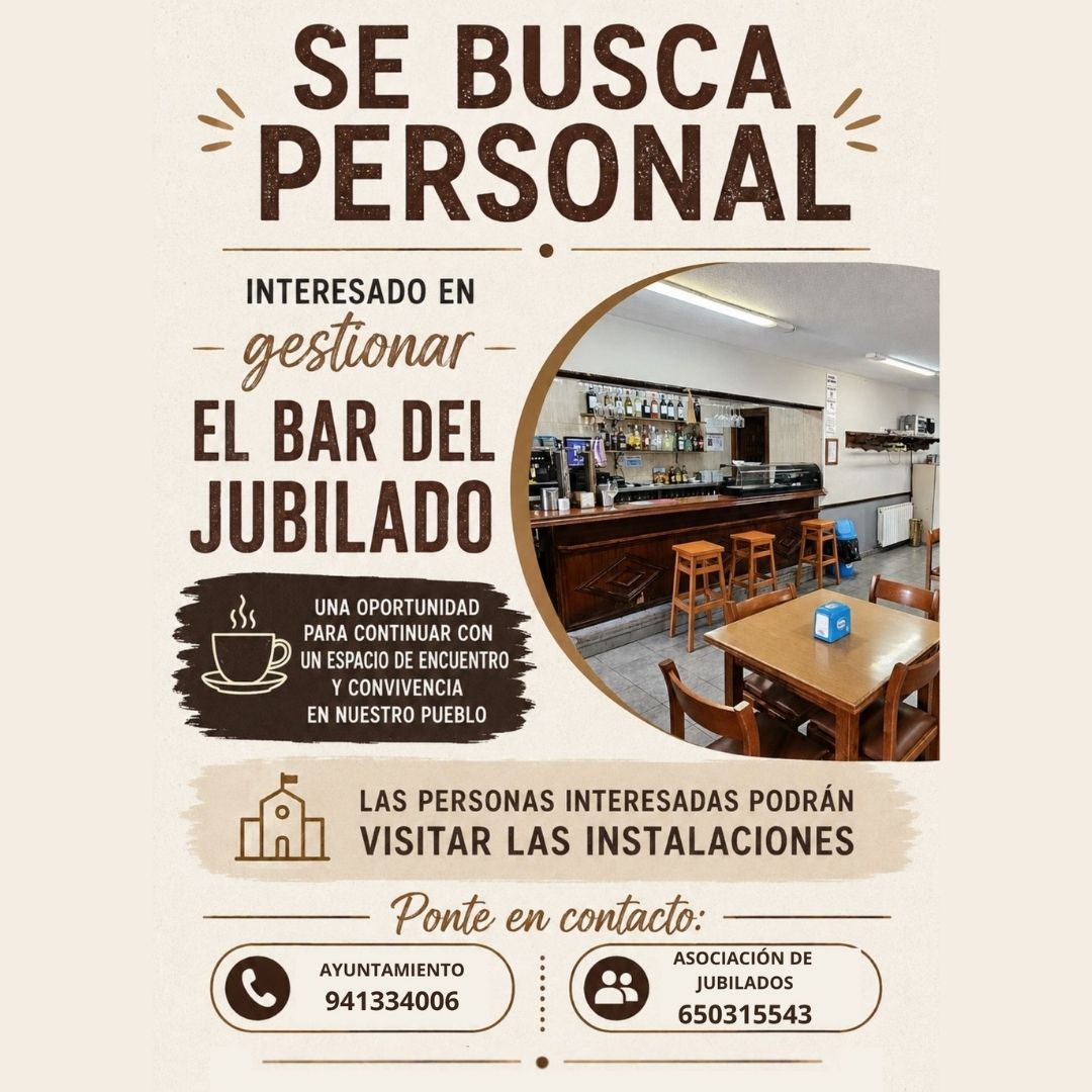 Se busca personal para el Bar del Jubilado