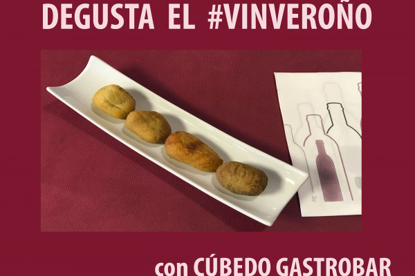 Cúbedo Gastrobar.- Delicias de tierra y mar, brocheta de croquetas caseras de gulas, hongos, chistorra y chuletas