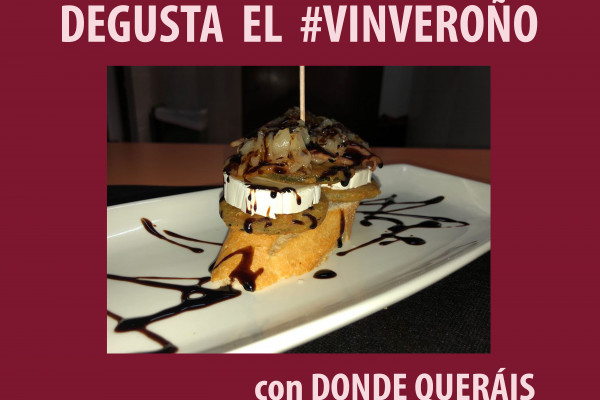 Donde Queráis,Delicia de calabacín y queso de cabra, con bacon, cebolla caramelizada y  reducción de Balsámico de Modena y Pedro Ximenez