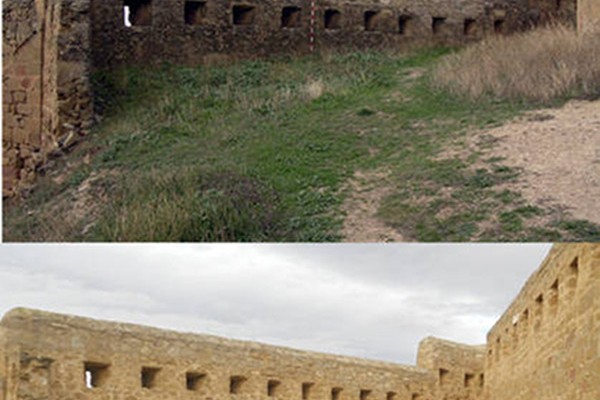 Antes y despues de las actuaciones del espacio superior y tramo norte de la Muralla del Recinto Fortificado de San Vicente de la Sonsierra, La Rioja (2012)